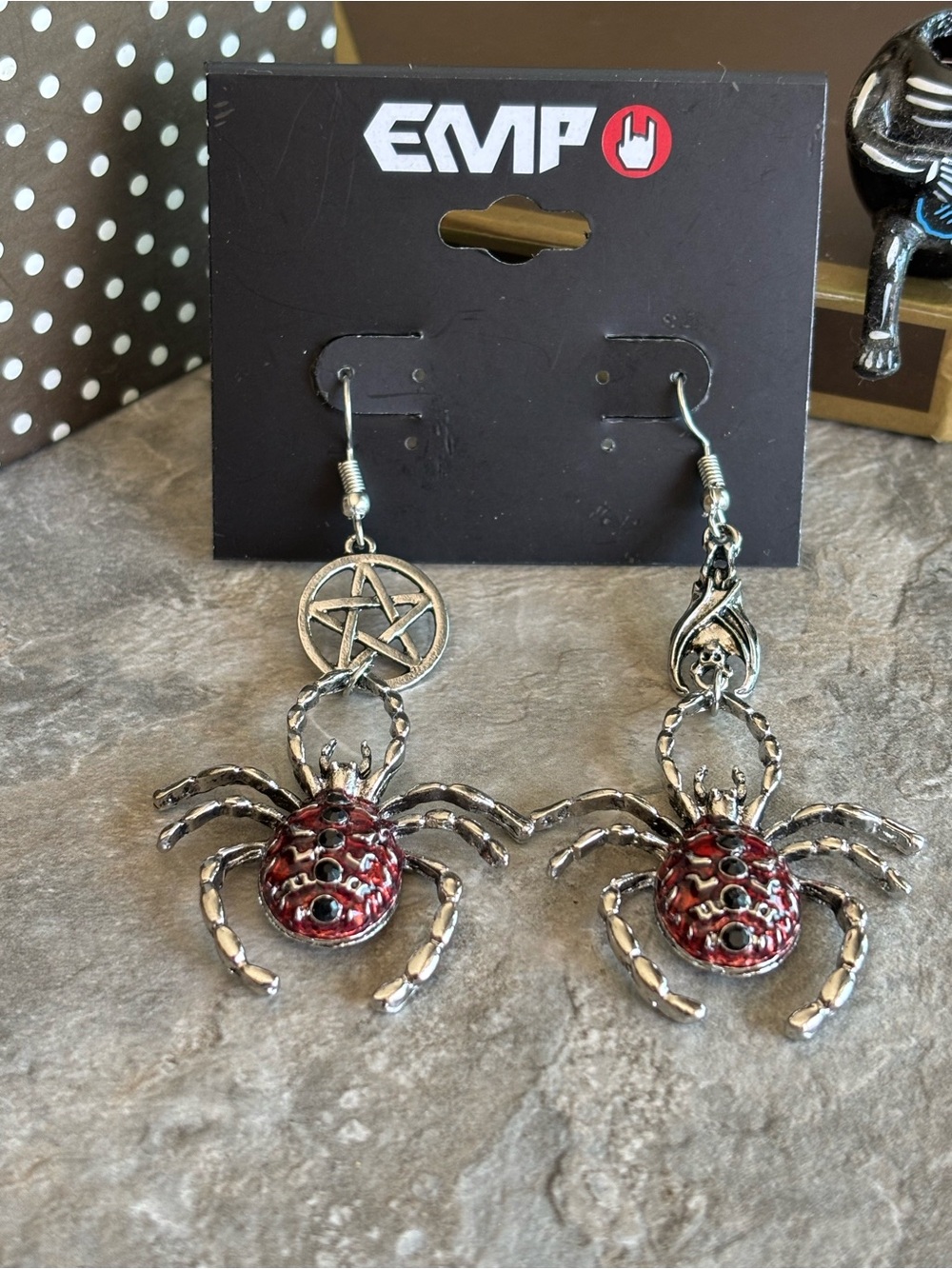 Statement Halloween Red Spider Drop Earrings